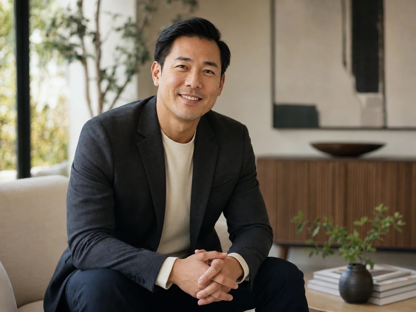 Jordan Lee, local real estate advisor, seated in a bright living room
